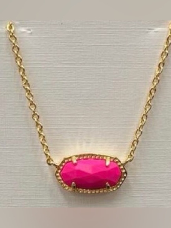 Kendra Scott Jewelry - Kendra Scott Gold Necklace with Bright Pink Stone Pendant